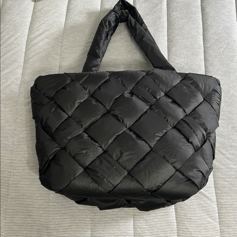 Sam Edelman Large Woven Quilted Puffer Shoulder Bag Tote Purse Handbag - Picture 8 of 10